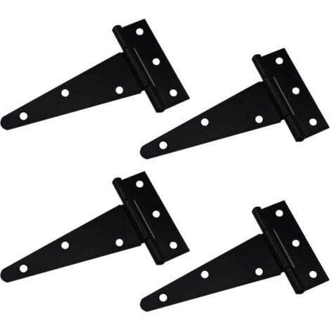 Charnières Charnière en T Charnière Triangulaire Charnière en T robuste Triangle galvanisé 4 pouces Noir Peut être utilisé pour accrocher des portes d'armoires portes de jardin boîtes en bois 4 pièces