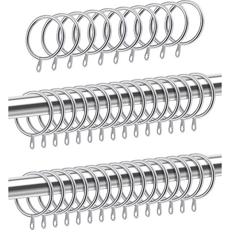 40 Pack Anneaux de Suspension en Métal pour Rideaux et Tringles, Diamètre Intérieur 30 mm, Anneaux en Métal Argenté, pour Tringles à Rideaux Accessoires rideau (1/5)