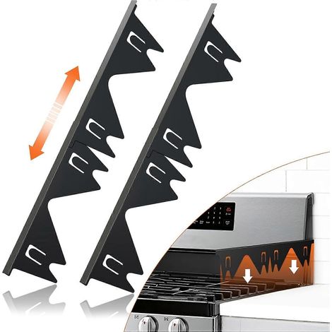 Cache-joints inoxydable pour cuisinière (2 pièces), remplisseur espace plaque cuisson-plan travail, kit finition installation facile (1/5)