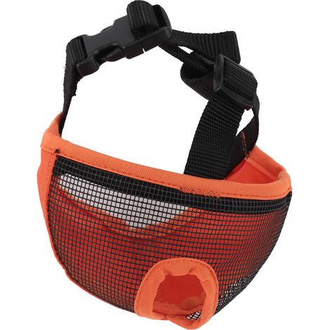 Muselière courte pour chien, douce, confortable et respirante, muselière plate pour bouledogue, idéale pour mordre, mâcher et lécher (orange S). (1/5)