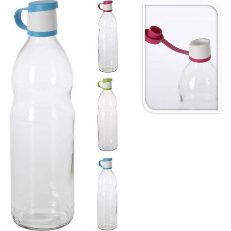 Élégants récipients en verre coloré pour liquides avec couvercles sans BPA, bouteilles en verre à bouchon à clapet polyvalentes pour le lait, le jus, les sodas et l'eau, carafe idéale pour la randonné (1/2)