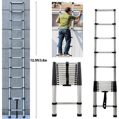 2024 Echelle télescopique hauteur 3.8m Echelle d'appui pliante capacité de charge 150kg