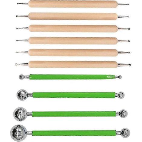 10 outils à pointiller à stylet à bille pour peinture sur roche, modelage d'argile, gaufrage, art mandala - CE (vert) (1/5)