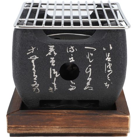 Réchaud à charbon de bois multifonctionnel à chauffage rapide, mini barbecue portable pour grillades familiales, petit format carré 12 x 12 x 11 cm (4,7 x 4,7 x 4,3 pouces). (1/5)