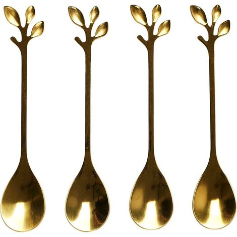 Set di 4 cucchiai in foglia d'oro, acciaio inossidabile, DECORATIVO (1/5)