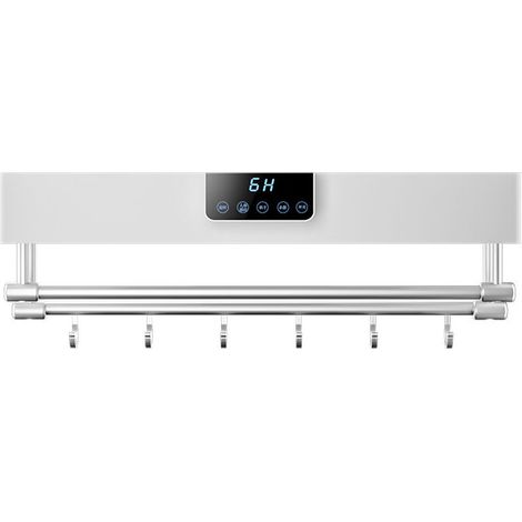 Elektrischer Handtuchwärmer, 60x19 cm mit Timer, regelbarem Thermostat (weißes quadratisches Display) (1/4)
