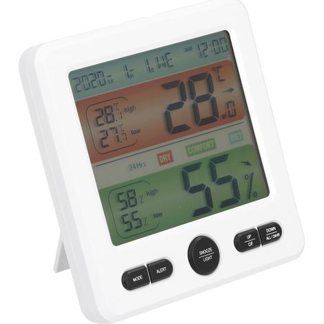 Elektronisches Digitaldisplay mit Temperatur- und Luftfeuchtigkeitsanzeige für Innenräume, TS-6211 Weiß (1/5)