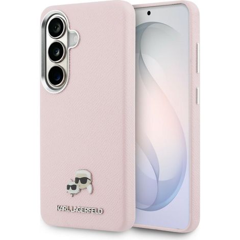 Karl Lagerfeld Saffiano KC Metal Logo MagSafe Hülle für Samsung Galaxy S26+ Pink (1/5)