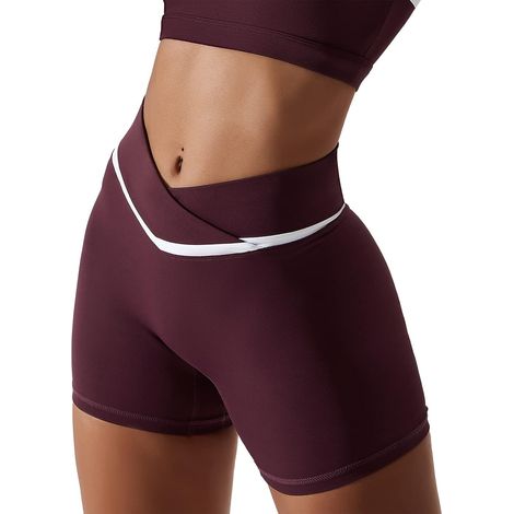 Short de sport pour femme - Taille croisée - Pour haltérophilie - Legging de sport - Short d'entraînement pour fitness en intérieur (1/5)