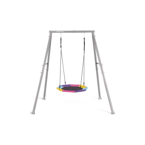 Intex – Balançoire nid de cigogne 235 cm x 201 cm x 200 cm – Acier galvanisé – Système d'ancrage sécurisé – Hauteur des cordes réglable