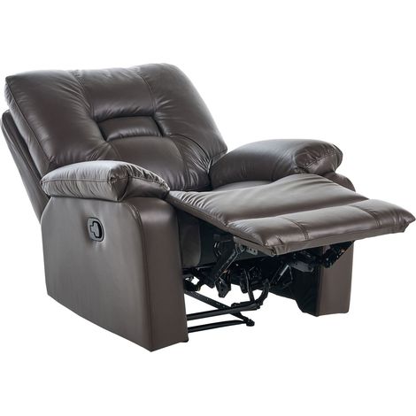 Recliner Chair BERGEN With Footrest Faux Leather Brown (1/5)