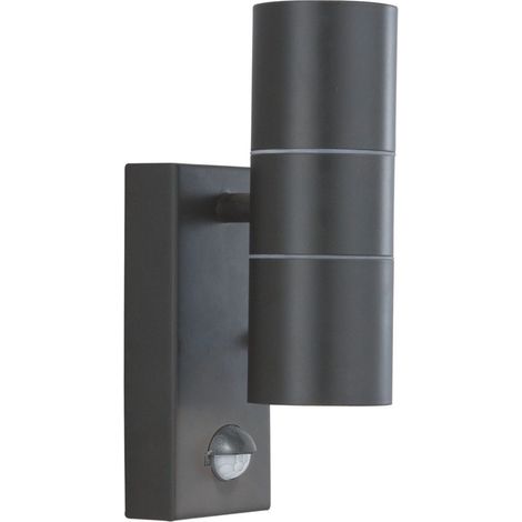Applique murale d'extérieur et de véranda à LED (Gu10 Led), tube noir 2 flammes avec capteur (1/3)
