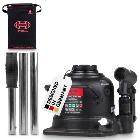HEYNER® Wagenheber Doppelhub-Unterstellheber Flaschenwagenheber hydraulischer Stempelwagenheber 10t extra flach für SUV/PKW