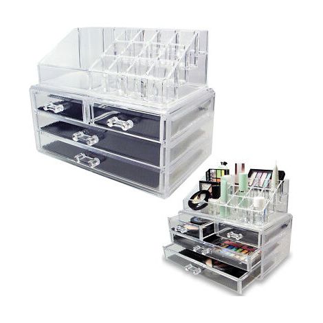 Espositore Organizer Porta Trucco Box Portagioie Cosmetici 3 Cassetti Art.10255