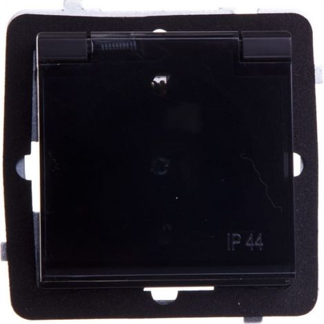 Presa Sonata resistente agli spruzzi con/con sportellino trasparente Schuko IP44 nero metallizzato GPH-1RS/m/33/d