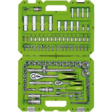 Draper 1/4" And 1/2" Sq. Dr. Metric Tool Kit (100 Piece) 55318 Hi-Viz Green (1/2)