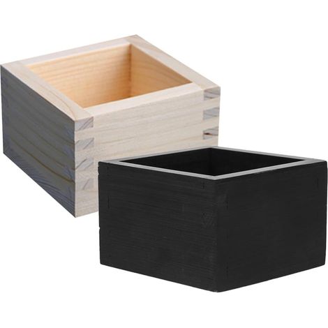 Coffrets carrés japonais en bois lot de 2 pour coupes à saké (1/5)