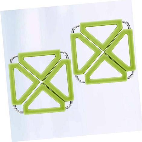 BEBUSINGOTO 2 Pièces Dessous de Verre en Liège Pliant Silicone Coussin Chaud Mini Trépied Napperons Carrés Tapis de Dessous de Plat Tapis de Bol Carré Support de Pot Chaud Dessous de Verre (1/4)