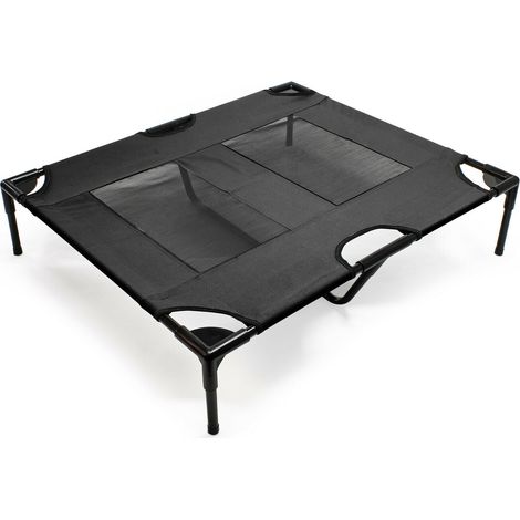 Lit camp chien outdoor lit surélevé 92 cm noir tissu oxford 25 kg max.