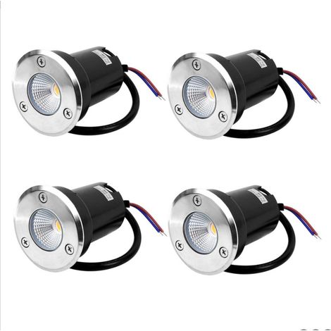 4 LED Bodeneinbaustrahler, 5W Bodeneinbauleuchte für den Außenbereich, Bodeneinbaustrahler für den Außenbereich, rostfrei, belastbar bis 800kg, 12V-24V DC, runder weißer EdelstahlWarmes Weiß[Energiekl