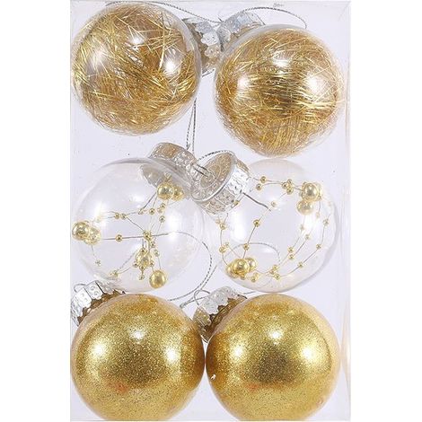 Boule De Noël - 8 cm - En Pet Transparent - Résistante Aux Chutes - Pour Sapin Intérieur Et Extérieur - Lot De 6 (1/4)