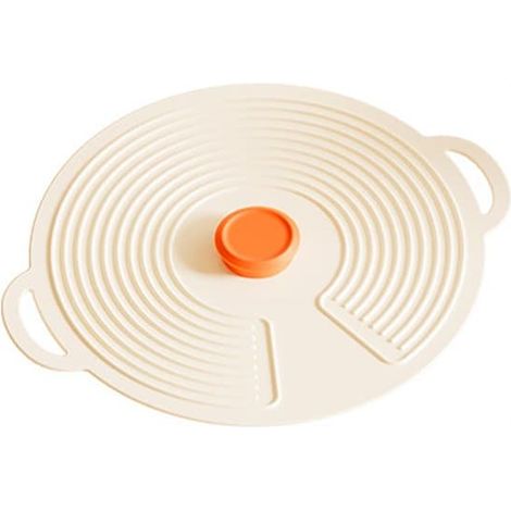 Couvercle en silicone pour la conservation des aliments, protection anti-éclaboussures antidérapante 18 x 15,5 cm, compatible micro-ondes, réfrigérateur et lave-vaisselle - Orange (1/5)