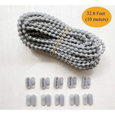 Graue Vorhänge mit Perlenzug, 10 Meter Perlenbefestigungen, 10 Stück, Rollos, Jalousien, Kunststoff-Perlenzug, Raffrollos, Perlenkettenzubehör. (1/5)