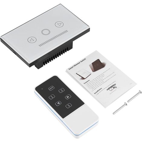 LED-Dimmerschalter mit Touchscreen und drahtloser RF-Fernbedienung, weiße Glasfront (1/5)