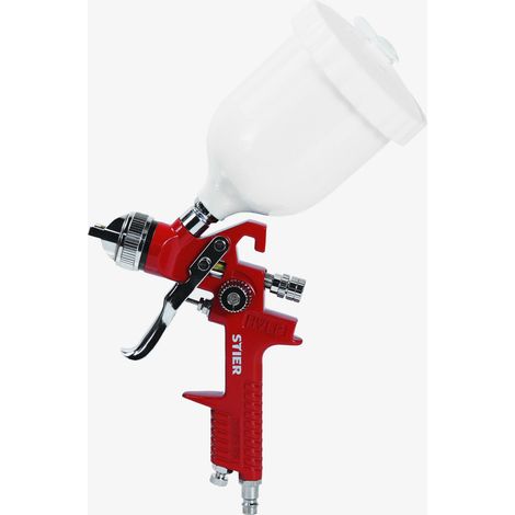STIER effiziente Farbspritzpistole SFP-600, mit 500 ml Fließbecher, perfekt für Holzlacke und KFZ-Lackierung, präzises Farbsprühen mit diesem Farbsprühgerät, Farbsprüher, Spritzpistole