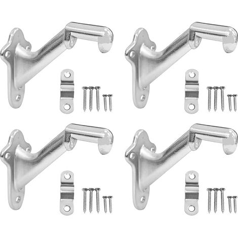 Lot de 4 supports de main courante pour escalier, quincaillerie de support robuste de 7,6 cm (3 po) pour escaliers à domicile ou bureau, en zinc moulé sous pression, support (1/5)