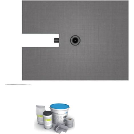 Receveur à carreler 120 x 90 cm Wedi Fundo Plano - ecoulement centre - sortie sur le petit cote + kit d'étanchéité