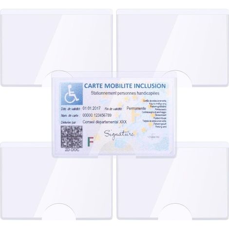 – Lot de 4 porte-cartes handicapé 6x9cm – Étui transparent autocollant – Pour pare-brise – Forte adhérence et réutilisable