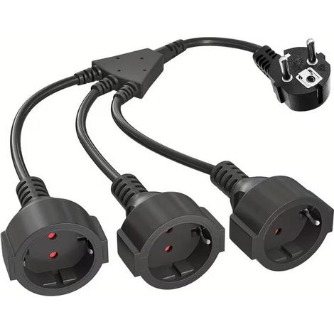 KLVGTIFS PU - Rallonge électrique 3 prises en plastique - Indice de protection IP20 - Convient pour la maison, le bureau, etc. - Noire (1/5)