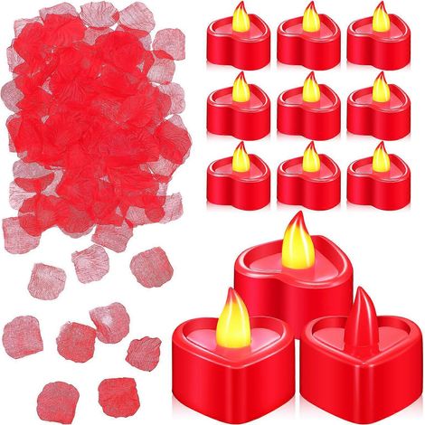1 Set Rosenblätter Herzkerzen Verlobungsdekorationen Romantische Dekorationen Valentinstag Rosenblätter-4.50X4.00X2.00CM (1/3)
