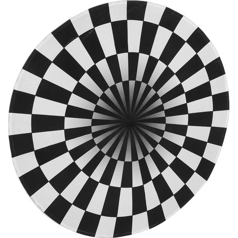 Tapis de sol rond à quadrillage noir et blanc antidérapant pour salon et chambre (60 cm) (1/5)