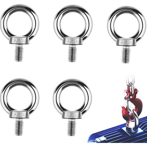 100 Pièces M10 Vis à Anneau 304 Acier Inoxydable Levage Boulon à œIl Pour DIY(Argent) (1/5)