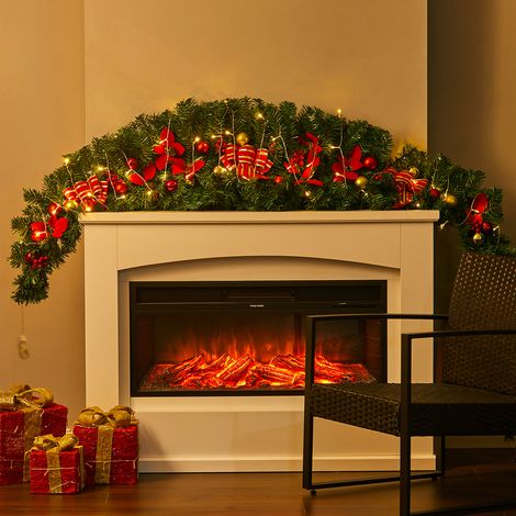 180CM Christmas Cow Horns Shape Rattan Christmas Wreath with LED light, Style A (1/5)