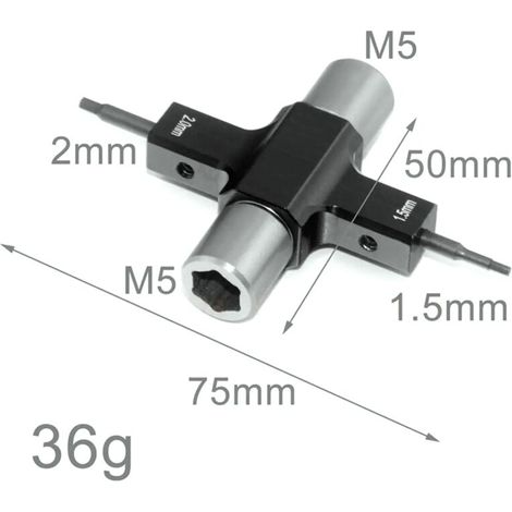 Clé Quadruple M5 Roulement Unidirectionnel Tournevis 1,5 mm 2 mm Moteur Hélice Drone Course RC FPV (1/4)