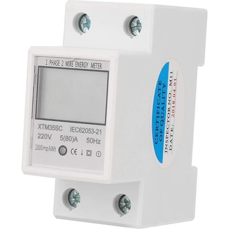 Compteur D'électricité Numérique 220 V 5 (80) A Compteur D'énergie Numérique à Rail DIN Monophasé 2 Fils 2 P Compteur électrique à Rail DIN Compteur électronique KWh