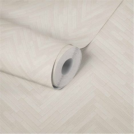Papier peint bois beige crème Tapisserie originale motif chevrons idéal cuisine Papiers peints modernes pour chambre adulte (1/5)