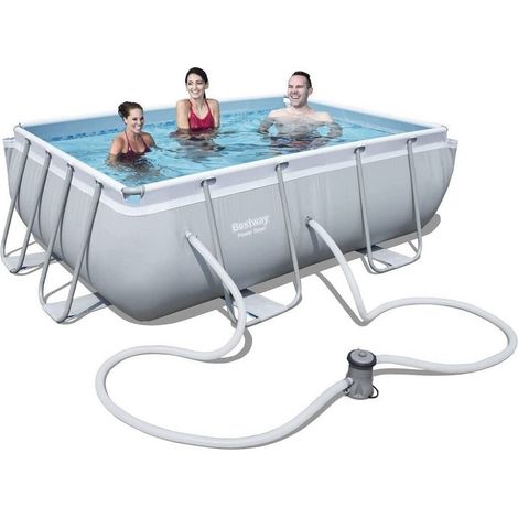 TRADE SHOP - Piscina Fuori Terra Rettangolare Power Steel 282x196x84cm Pompa Filtraggio 56629 -
