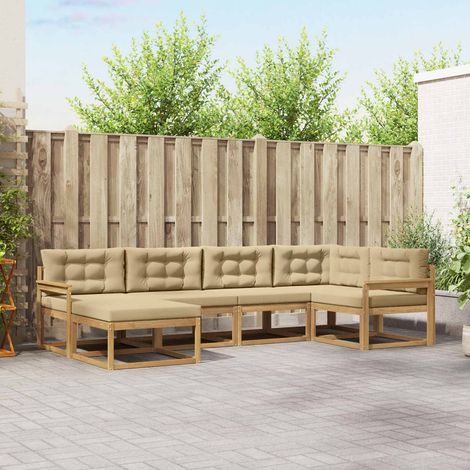 vidaXL Outdoor-Sofagarnitur mit Kissen 5 pcs Weiß und Beige Polyester (1/5)