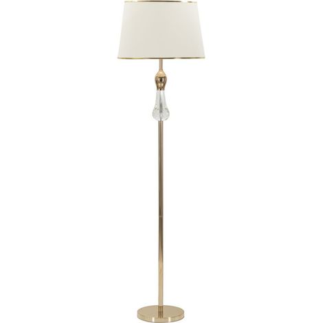 Lampada da terra Bratislava in metallo oro con paralume in tessuto — Ø 45 cm