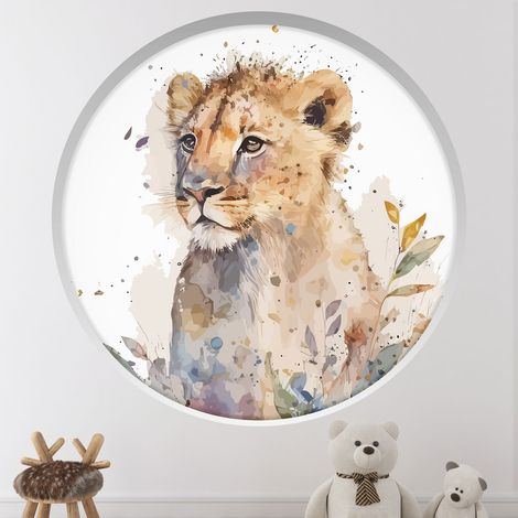Stickers Trompe l'oeil Arche ronde Enfants - Lion - Diamètre 30 cm (1/4)