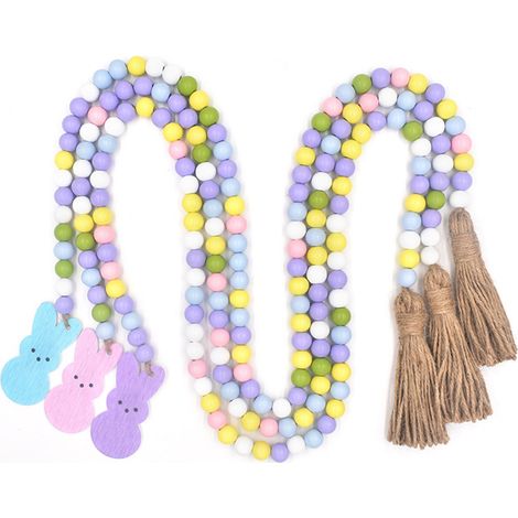 Osterset aus bunten Holzperlen, 3-teilig mit Pompons (1/3)