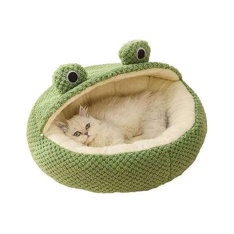 Lit pour chat - Coussin pour chat - Panier en forme de donut - Chaud et doux - En forme de guille avec dessous antidérapant - Beau lit pour chats et petits chiots (taille M - 50 cm (1/4)