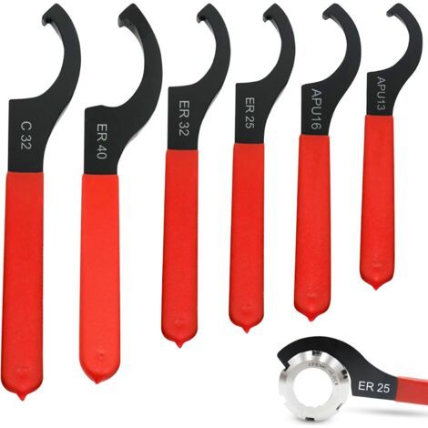 Clé à ergot en acier au carbone forgé – Poignée antidérapante en caoutchouc – Pour machines-outils et écrous ronds – Usage intensif (1/5)