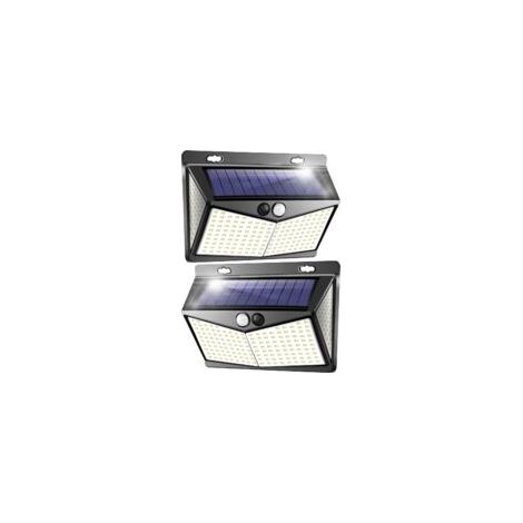 Lampe Solaire Exterieur, Projecteur LED Exterieur Detecteur de Mouvement 208 Led Ip65, Lumiere Spot LED Solaire Exterieur, Eclairage Exterieur avec Detecteur,Applique Murale pour Jardin Piscine-2 Pack (1/5)