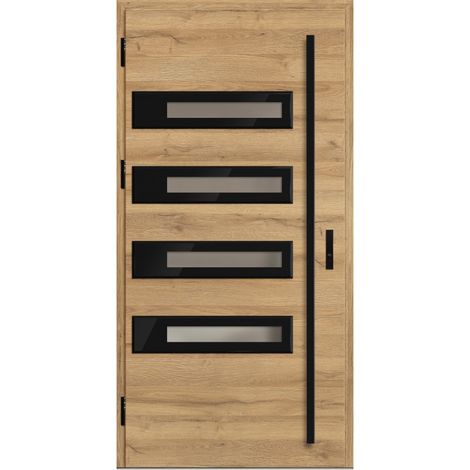 Porte d'entrée en acier avec cadre en aluminium SION 1 90200 -100200 cm - Poussant: Gauche - Dimensions: 100 cm