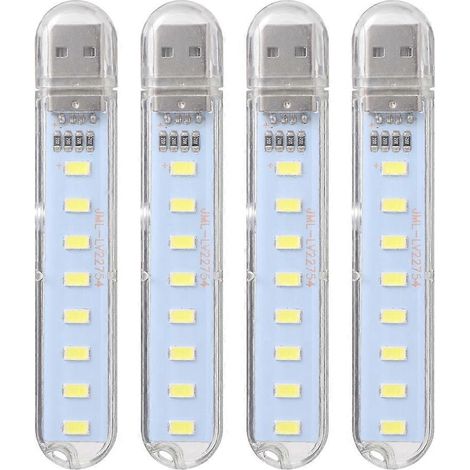 4er-Pack LED-Nachtlicht, 8-LED-Mini-Schreibtischlampe, Leselampe, Zubehör-10.10X1.80X0.50CM (1/4)